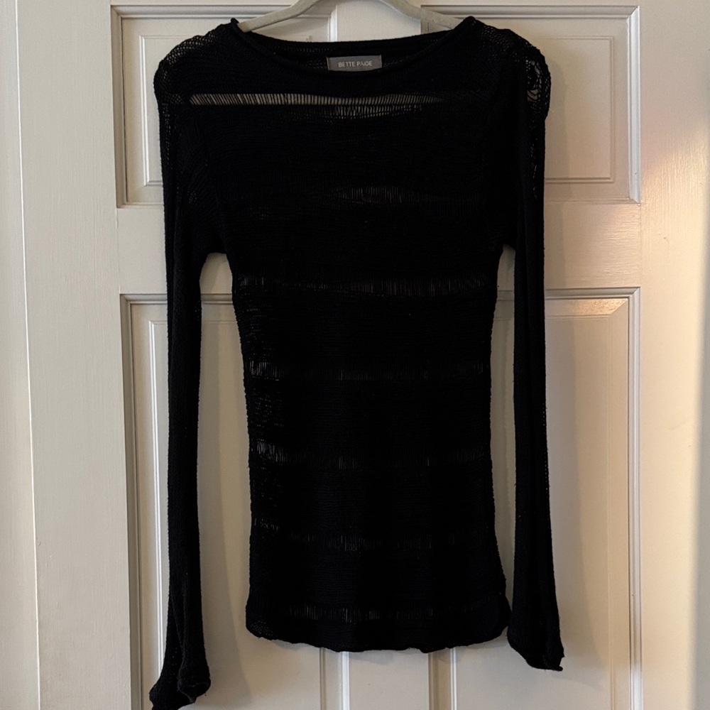 Bette Paige Black loose knit sheer light sweater